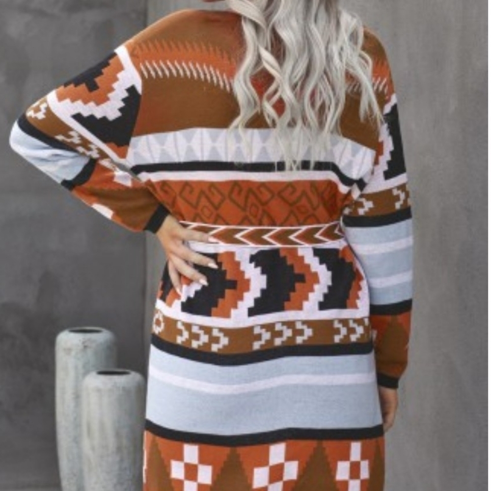 New Arrival!! Aztec open front cardigan with belt. - Picture 5 of 5